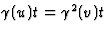 $\gamma(u)t=\gamma^2(v)t$
